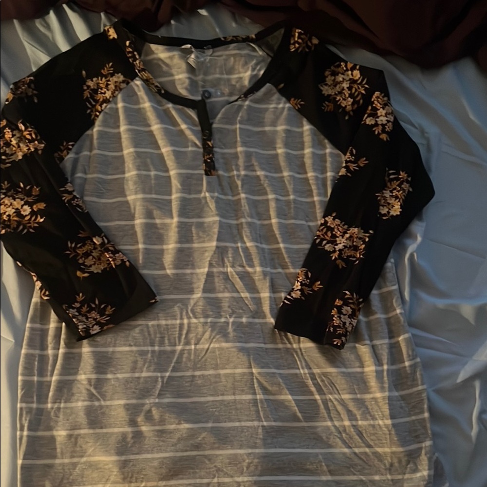 Floral Black and Gray Women's Top